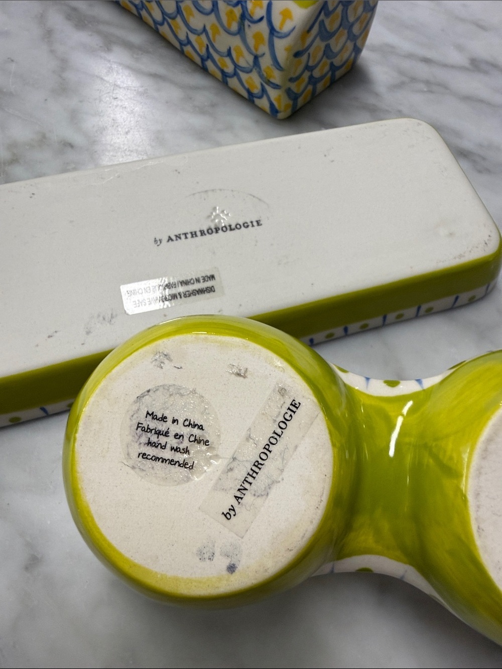Anthropologie Tortua Colorful Salt & Pepper Shakers and Lidded Butter Dish - Picture 4 of 5